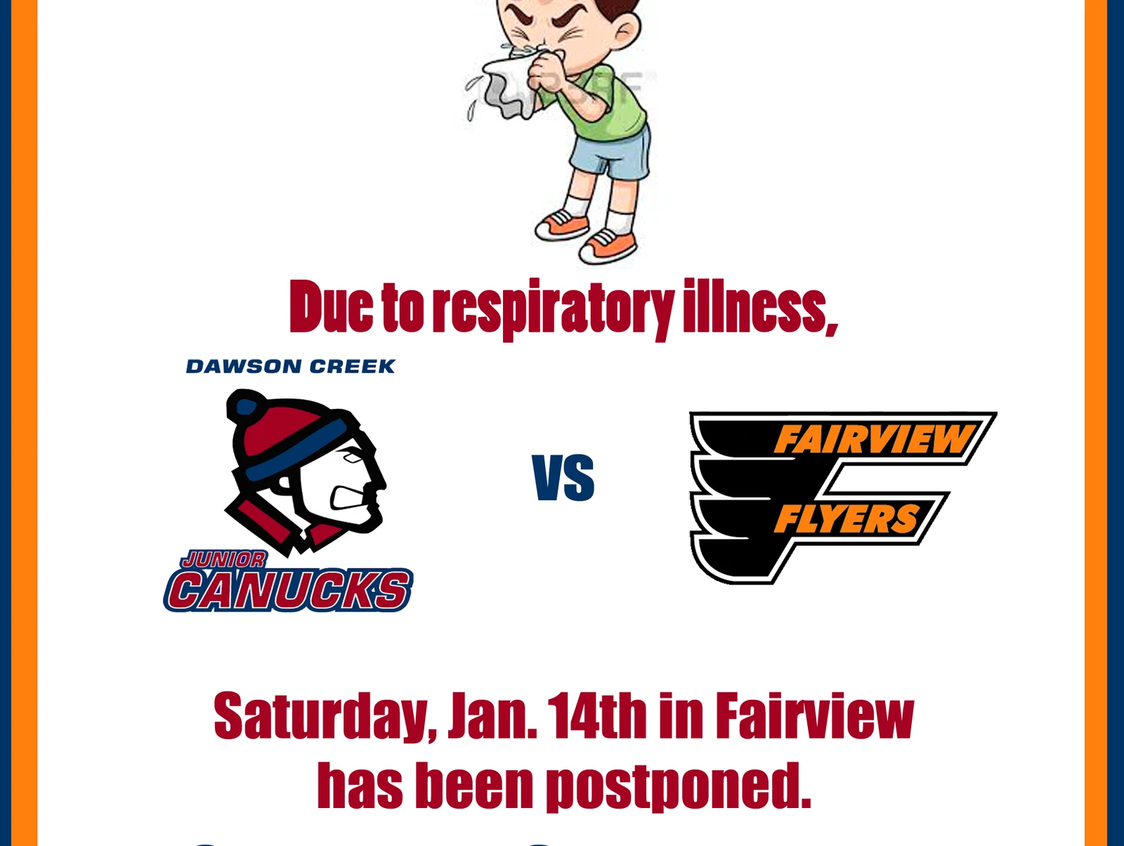 Jan. 14th Game vs Fairview postponed
