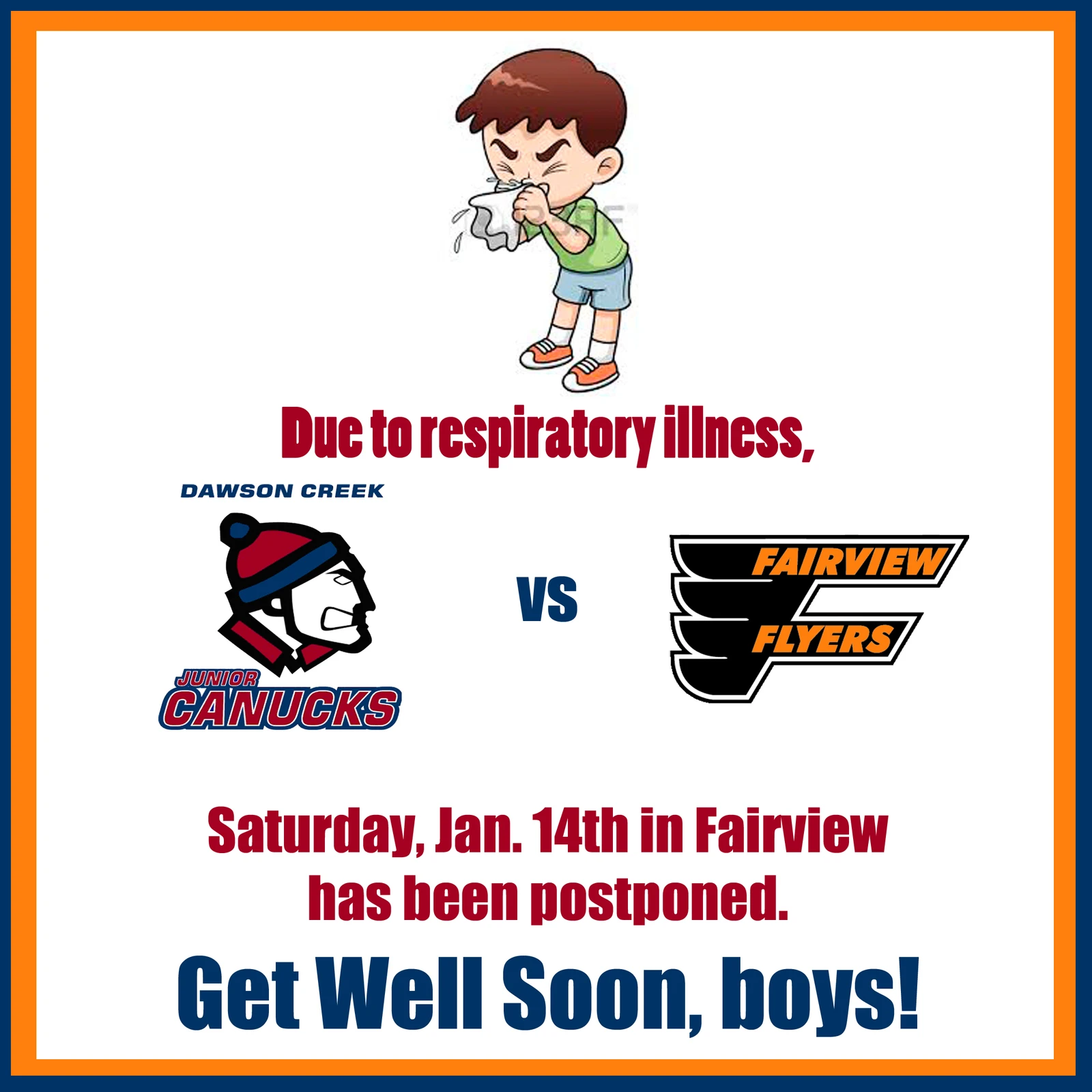 Jan. 14th Game vs Fairview postponed